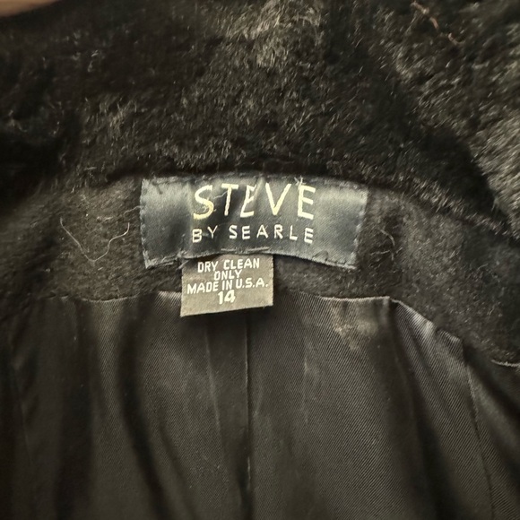 Steve by Searle  black formal coat with fur trim size 14 - Picture 2 of 11